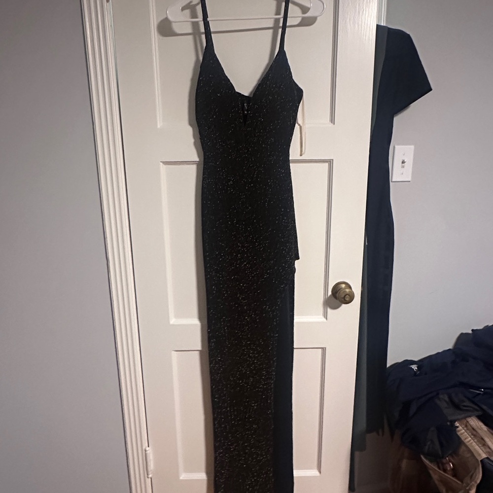 Windsor Black Spaghetti Strap Maxi Gown